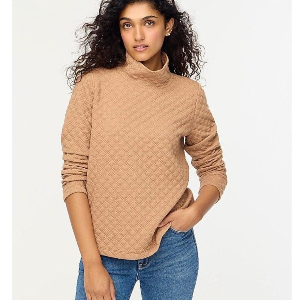 J Crew Tan Neutral Quilted Pullover | Small NWT